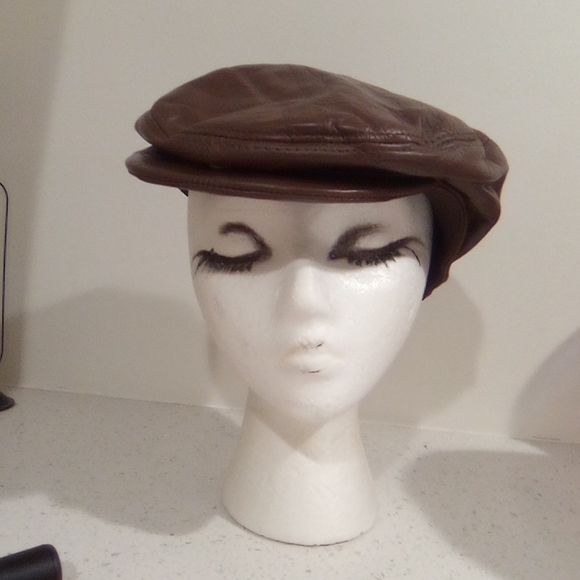 Vintage Brown Leather Patchwork Driving Cap - Picture 7 of 12